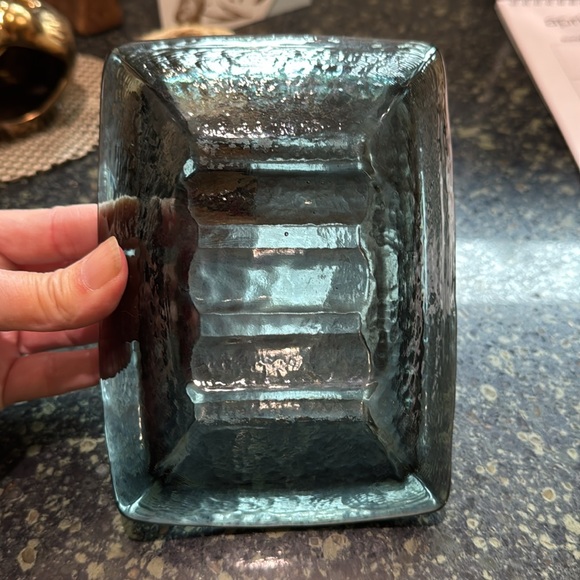 Fire & Light Recycled Glass Soap or butter dish . Greenish gray color used - Picture 5 of 5